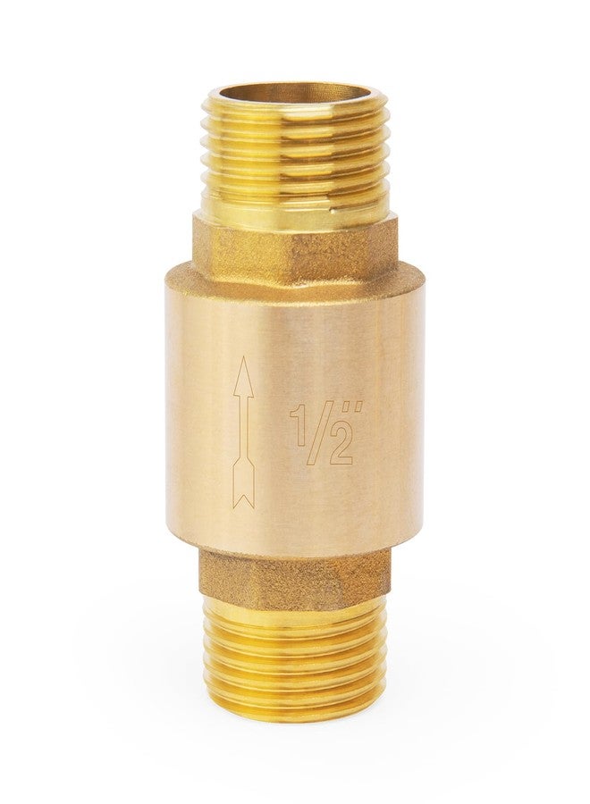 ChillWaves Brass In-Line Spring Check Valve DN15 1/2" Male Thread, One-Way Non-return Vertical Check Valve，Prevent Water Back-flow(1-PACK) - Image 1